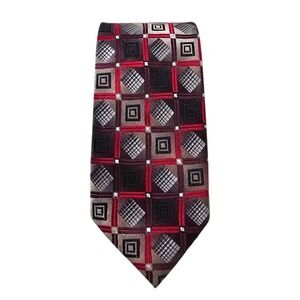 Bergamo New York Red & Silver Geometric Pointed Tie